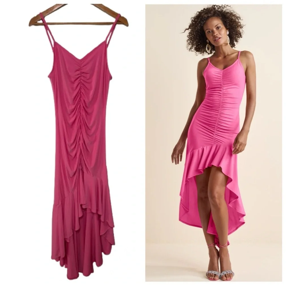 venus pink ruffle dress VENUS Tiered Ruffle Mini Dress | Coastal Paisley